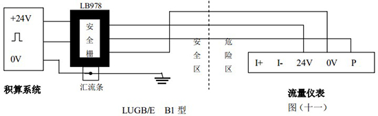 液體渦街流量計本安防爆型接線(xiàn)圖